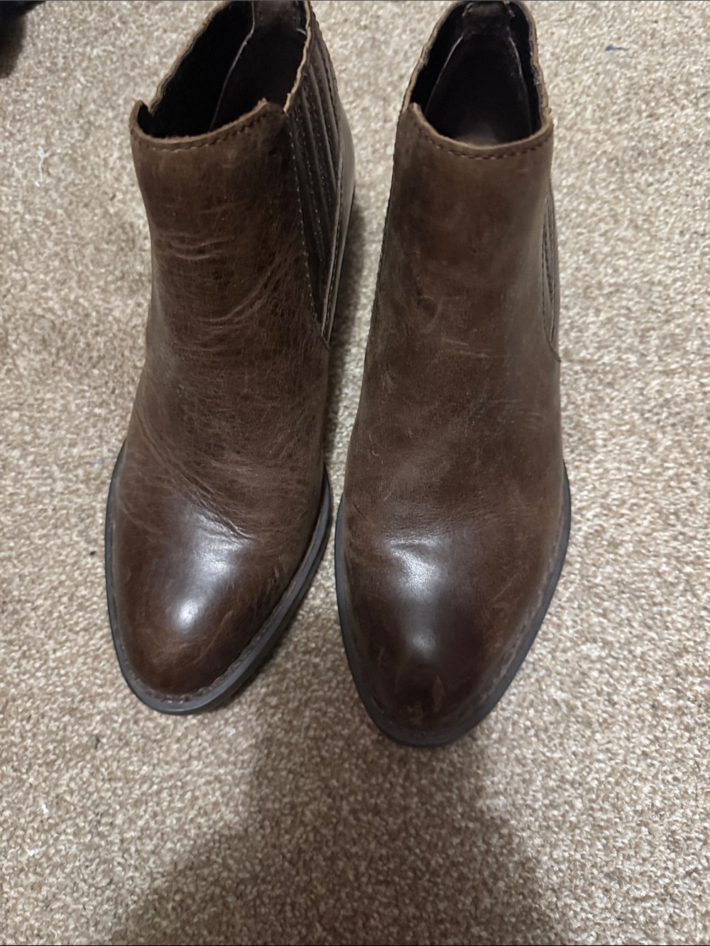 Born Brown Leather Chelsea Ankle Booties